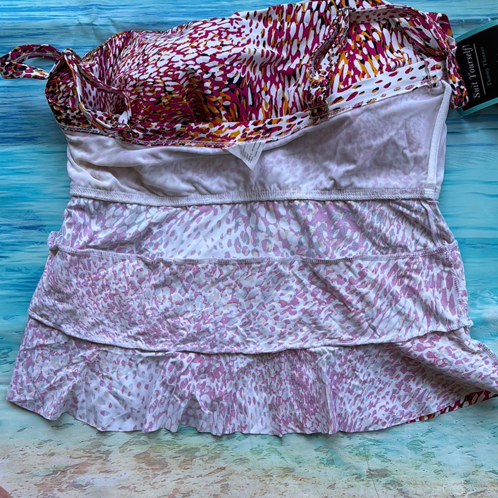 Women's Pink Patterned Tankini Top - Picture 7 of 7